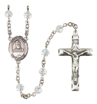 Sterling Silver 6mm Austrian Crystal Saint Fabian Rosary in Crystal