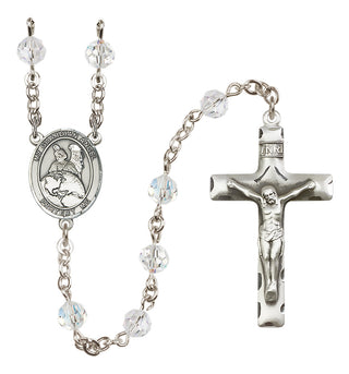 Sterling Silver 6mm Austrian Crystal Guardian Angel Protector Rosary in Crystal