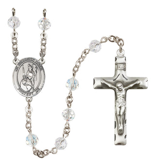 Sterling Silver 6mm Austrian Crystal Guardian Angel of the World Rosary in Crystal
