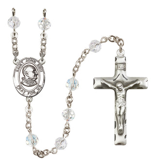 Sterling Silver 6mm Austrian Crystal Saint John Xxiii Rosary in Crystal