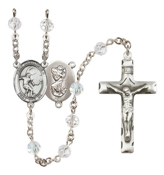 Sterling Silver 6mm Saint Christopher/Soccer Rosary