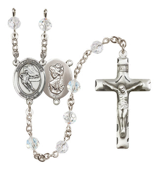 Sterling Silver 6mm Saint Christopher/Hockey Rosary