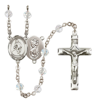 Sterling Silver 6mm Saint Christopher/Wrestling Rosary