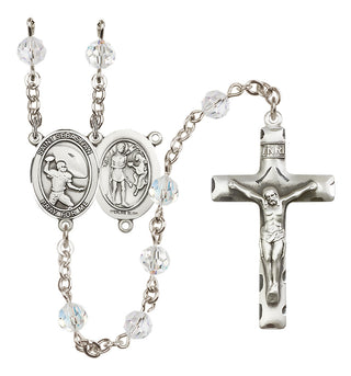 Sterling Silver 6mm Saint Sebastian / Football Rosary
