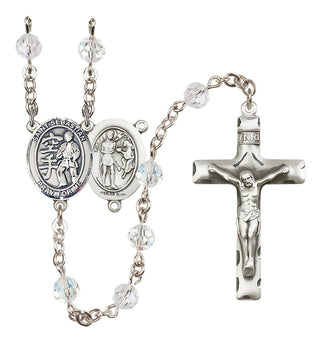 Sterling Silver 6mm Austrian Crystal Saint Sebastian/Karate Rosary in Crystal