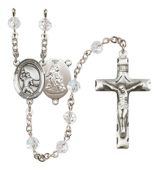 Sterling Silver 6mm Guardian Angel/Football Rosary