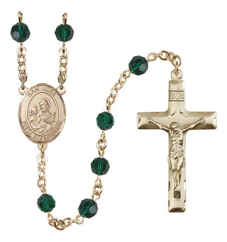 14 Karat Gold-Filled 6mm Austrian Crystal San Jose Rosary in Emerald
