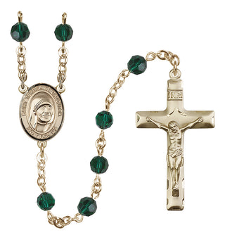 14 Karat Gold-Filled 6mm Austrian Crystal Saint Teresa of Calcutta Rosary in Emerald