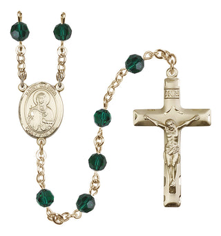 14 Karat Gold-Filled 6mm Austrian Crystal Saint Marina Rosary in Emerald