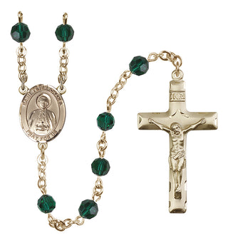 14 Karat Gold-Filled 6mm Austrian Crystal Saint Peter Chanel Rosary in Emerald