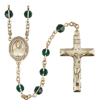 14 Karat Gold-Filled 6mm Austrian Crystal Blessed Emilie Tavernier Gamelin Rosary in Emerald