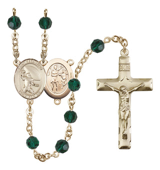 14kt Gold Filled 6mm Saint Sebastian / Football Rosary