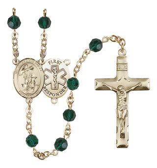 14kt Gold 6mm Guardian Angel/1st Responders Rosary