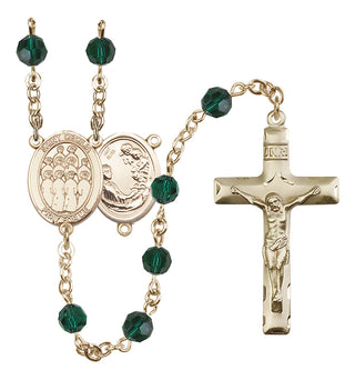 14 Karat Gold 6mm Austrian Crystal Saint Cecilia / Choir Rosary in Emerald