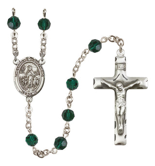 Sterling Silver 6mm Austrian Crystal Lord Is My Shepherd Rosary in Emerald
