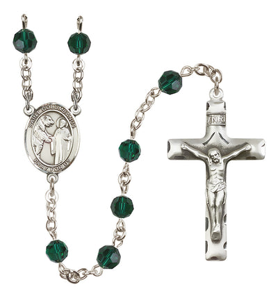 Sterling Silver & Crystal St. Columbanus Rosary | Emerald
