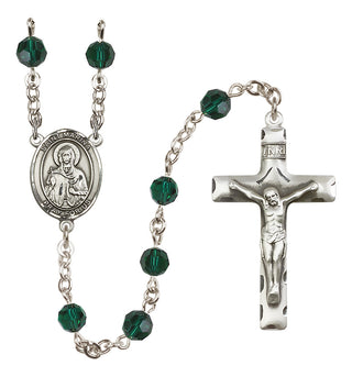 Sterling Silver 6mm Austrian Crystal Saint Marina Rosary in Emerald