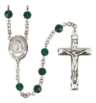 Sterling Silver 6mm Austrian Crystal Saint Pauline Visintainer Rosary in Emerald