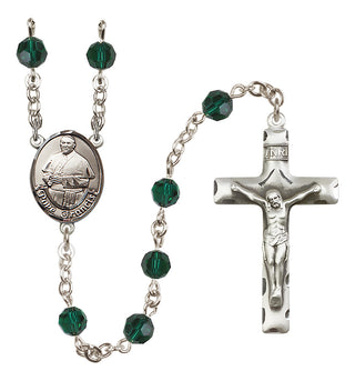 Sterling Silver 6mm Austrian Crystal Pope Francis Rosary in Emerald