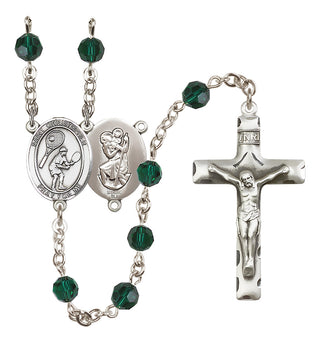 Sterling Silver 6mm Saint Christopher/Tennis Rosary