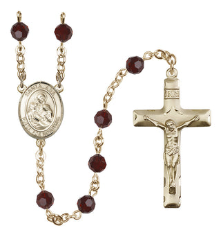 14 Karat Gold-Filled 6mm Austrian Crystal Santa Ana Rosary in Garnet
