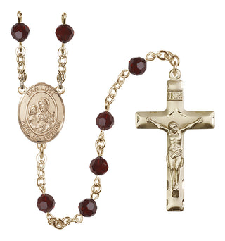 14 Karat Gold-Filled 6mm Austrian Crystal San Jose Rosary in Garnet