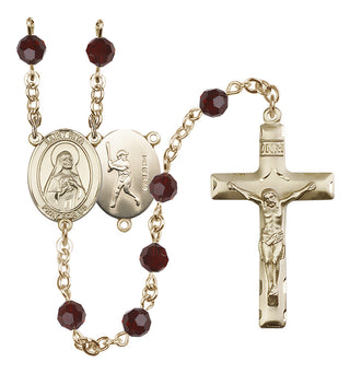 14kt Gold Filled 6mm Saint Rita / Baseball Rosary