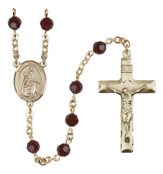 14 Karat Gold-Filled 6mm Austrian Crystal Saint Isabella of Portugal Rosary in Garnet