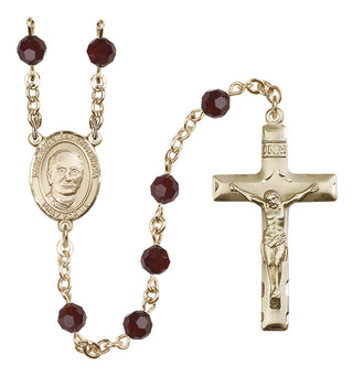14 Karat Gold-Filled 6mm Austrian Crystal Saint Hannibal Rosary in Garnet
