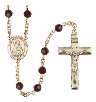 14 Karat Gold-Filled 6mm Austrian Crystal Saint Lydia Purpuraria Rosary in Garnet