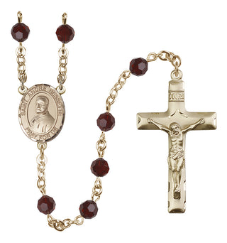 14 Karat Gold-Filled 6mm Austrian Crystal Saint Andre Bessette Rosary in Garnet