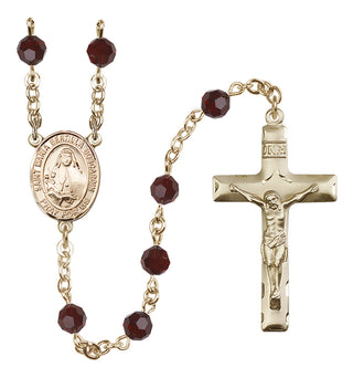 14 Karat Gold-Filled 6mm Austrian Crystal Saint Maria Bertilla Boscardin Rosary in Garnet