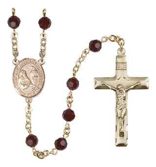 14 Karat Gold-Filled 6mm Austrian Crystal Saint Mary Magdalene of Canossa Rosary in Garnet
