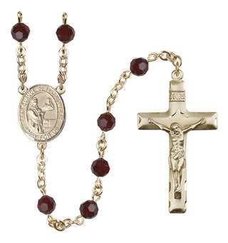 14 Karat Gold-Filled 6mm Austrian Crystal Saint Claude de la Colombiere Rosary in Garnet