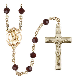 14 Karat Gold-Filled 6mm Austrian Crystal Pope Pius V Rosary in Garnet