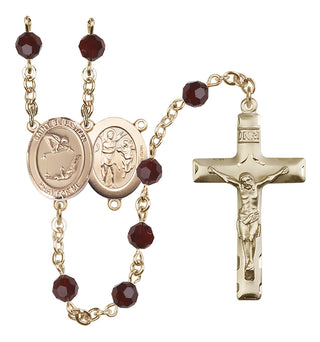 14 Karat Gold-Filled 6mm Austrian Crystal Saint Sebastian/Gymnastics Rosary in Garnet