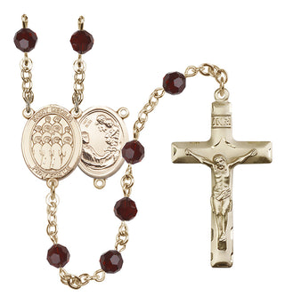 14 Karat Gold 6mm Austrian Crystal Saint Cecilia / Choir Rosary in Garnet