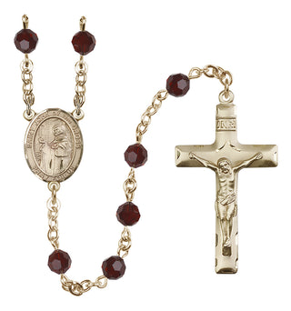 14 Karat Gold 6mm Austrian Crystal Saint John of the Cross Rosary in Garnet