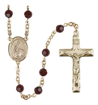 14 Karat Gold 6mm Austrian Crystal Saint Isabella of Portugal Rosary in Garnet