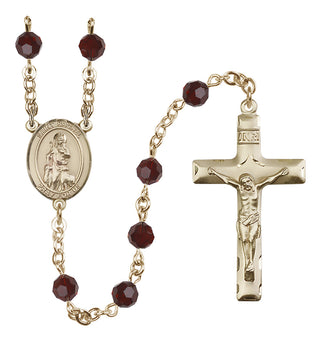 14 Karat Gold 6mm Austrian Crystal Saint Rachel Rosary in Garnet