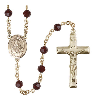 14 Karat Gold 6mm Austrian Crystal Saint Daria Rosary in Garnet