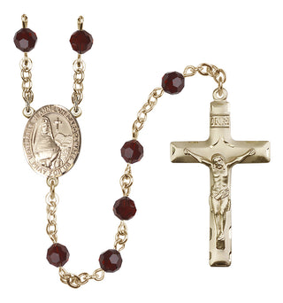 14 Karat Gold 6mm Austrian Crystal Saint Jeanne Chezard de Matel Rosary in Garnet