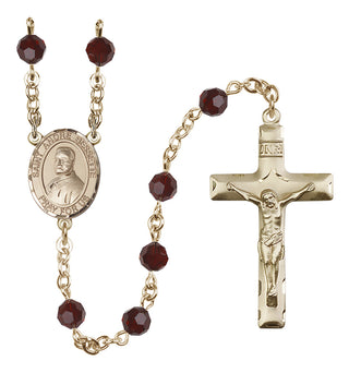 14 Karat Gold 6mm Austrian Crystal Saint Andre Bessette Rosary in Garnet