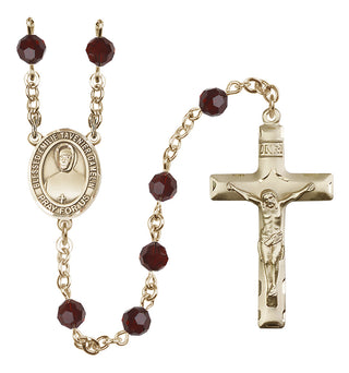 14 Karat Gold 6mm Austrian Crystal Blessed Emilie Tavernier Gamelin Rosary in Garnet
