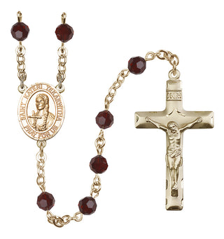14 Karat Gold 6mm Austrian Crystal Saint Kateri Tekakwitha Rosary in Garnet