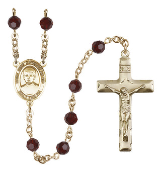 14 Karat Gold 6mm Austrian Crystal Saint Jose Sanchez del Rio Rosary in Garnet
