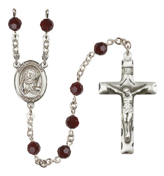 Sterling Silver 6mm Austrian Crystal Saint Apollonia Rosary in Garnet