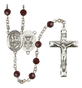 Sterling Silver 6mm Saint George / Navy Rosary