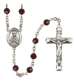 Sterling Silver 6mm Austrian Crystal Saint Henry II Rosary in Garnet