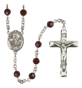 Sterling Silver 6mm Austrian Crystal Lord Is My Shepherd Rosary in Garnet
